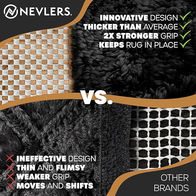 Nevlers 9'x12' White Rug Gripper for Hardwood Floors & Other Surfaces | PVC Carpet Pad | Open Weave Rug Pad Non Slip Design | Customizable Non Slip Rug Pads | Anti Skid Rug Gripper & Carpet Gripper