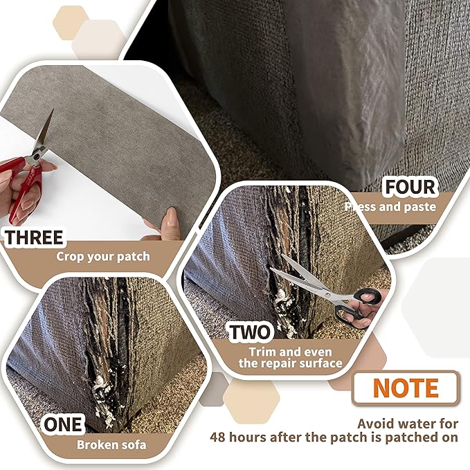 Azobur Sofa Repair Patch - Oversized Microfiber Patch, Self Adhesive Fabric, Super Cost-Effective Combination (Brown)