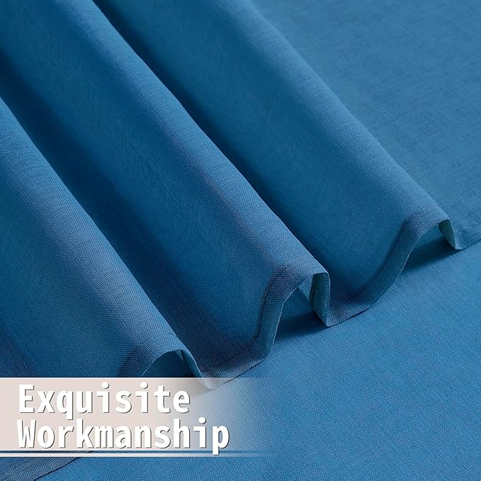 Tollpiz Sheer Curtains Closet Linen Textured Curtain Sheers Doorway Light Filtering Voile Patio Glass Door Rod Pocket Curtains French Door, 54 x 80 inches Long, Classic Blue, Set of 1 Panel