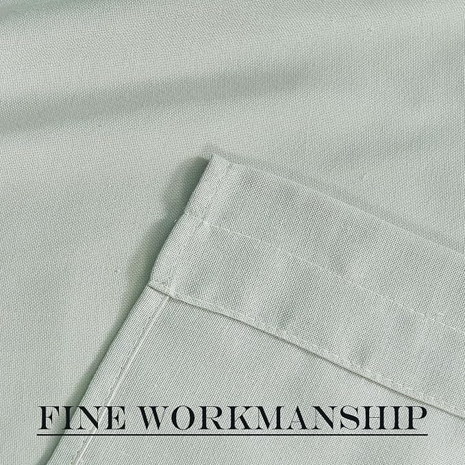 NICETOWN Sage Green Window Curtains Linen Blended, Privacy French Door Curtains Thermal Insulated Covering for Patio Glass Front with Tieback, W52 x L72 inch, 1 Panel