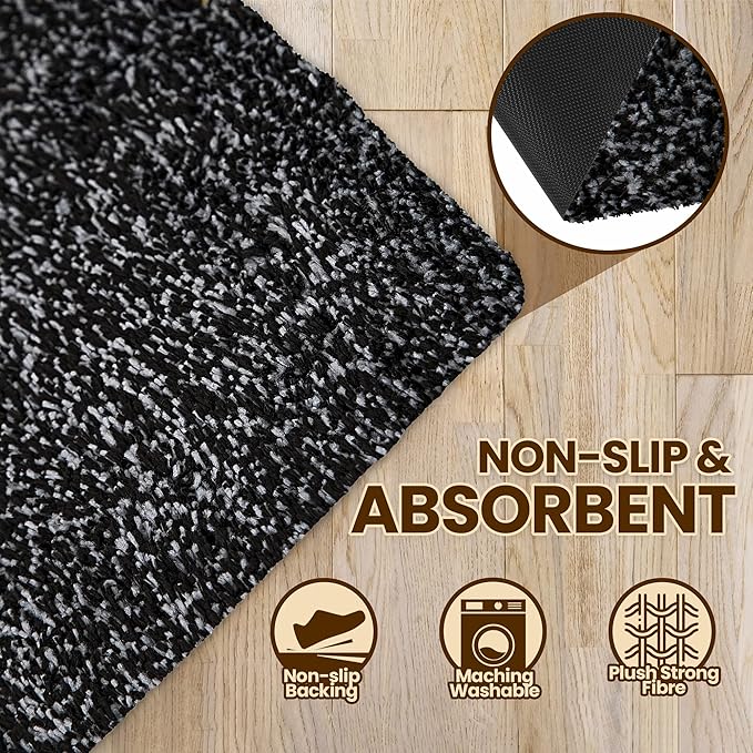 Premium Microfiber Indoor Door Mat – 36"x60" Washable Entry Mat, Non-Slip, Waterproof Backing, Super Absorbent, Low Profile Entryway Doormat for Indoor Entrance