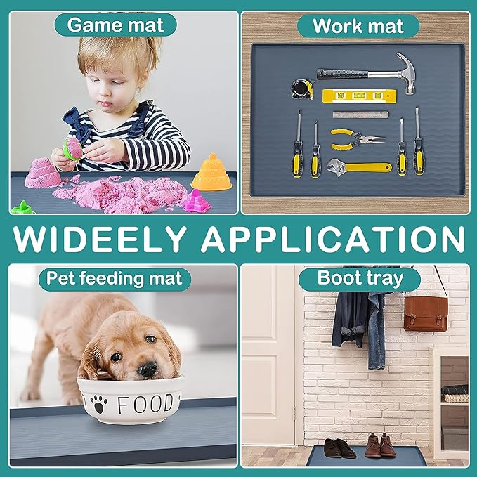 URMONA Waterproof Silicone Under Sink Mat 22'' x 22'' Shelf Liner for Kitchen and Bathroom, Cabinet and Counter Protector, Storage and Organizers, Litter Mat, Pet Cat Puppy Essentials(Cream)