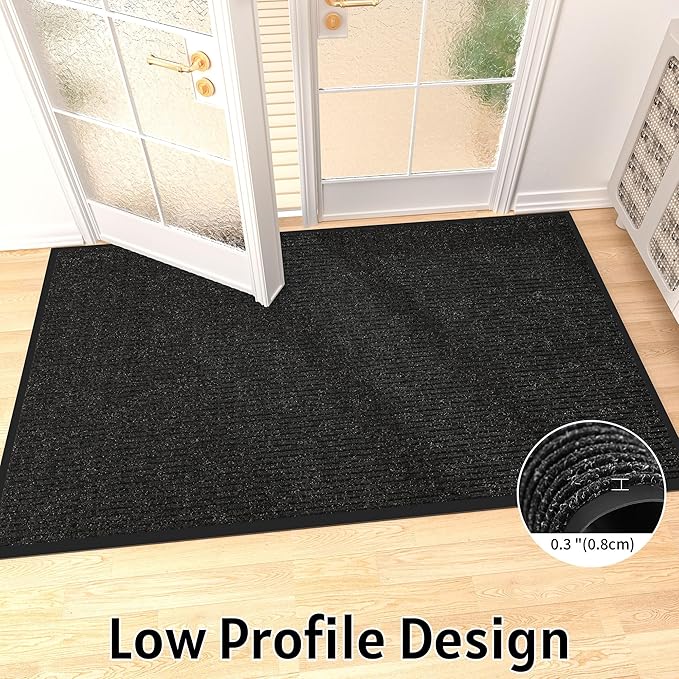 Front Door Mat Indoor Outdoor Entrance, 36" x 60" Dirt Resistant and Absorbent Door Mat, TPR Backing Non-Slip Doormats, Easy to Clean, Low Profile Welcome Floor Mat for Outside Entry