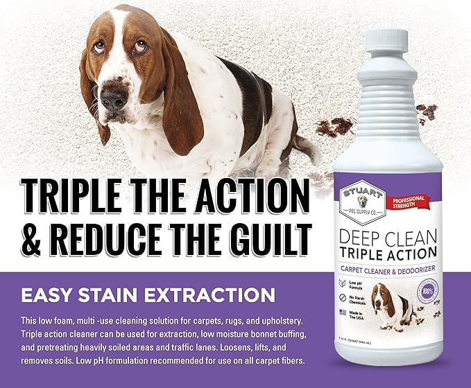 Professional Strength Deep Clean (Gal.) 3X Carpet Cleaner Solution & Deodorizer, Concentrated Encapsulating Carpet Shampoo, Pet Odor & Dirty Carpet Cleaning Solution 128 fl oz.