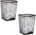 Mind Reader Mesh Trash Can, Waste Paper Basket, Square, Office, Metal Mesh, Set of 2, Black