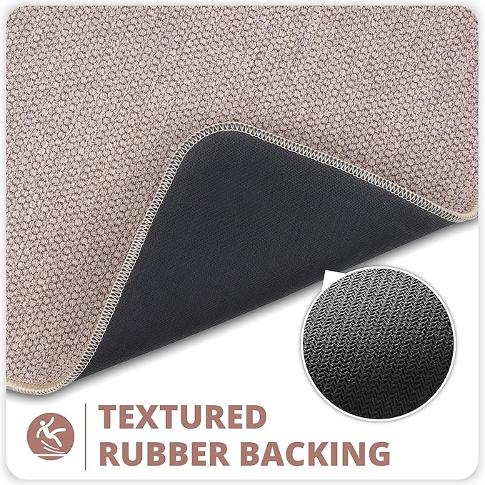 Bath Mat,Ultra Thin Bathroom Rugs,Rubber Bath Mats for Bathroom,No Slip Bath Rugs,Quick Dry,Machine Washable,Low Pile,Absorbent,Shower Outside,Sink,Home Decor Accessories.Beige,2'x3'(24x36inch)