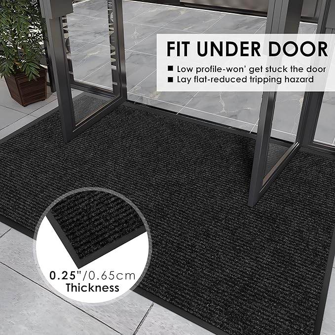 2′ x 62′ Front Door Mat Indoor Outdoor Entrance, Commercial Floor Mat Heavy Duty Dirt Trapper Entryway Doormat, Custom Size Non Slip Rubber Backing Welcome mat, Door Mat for High Traffic Area