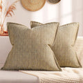 ZWJD Pillow Covers 16x16 Set of 2 Soft Polyester Textured Pillow Covers with Stylish Flange Edge Cozy Farmhouse Throw Pillows for Couch Bed Sofa Living Room