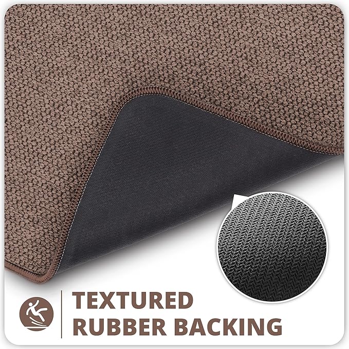 Bath Mat,Ultra Thin Bathroom Runner Rugs,Large Bath Mats for Bathroom,Quick Dry,Non-Slip,Machine Washable,Low Pile,Bath Rug,Shower Outside,Sink,Home Decor Accessories.Brown,1'5"x4'11"（17x59inch）
