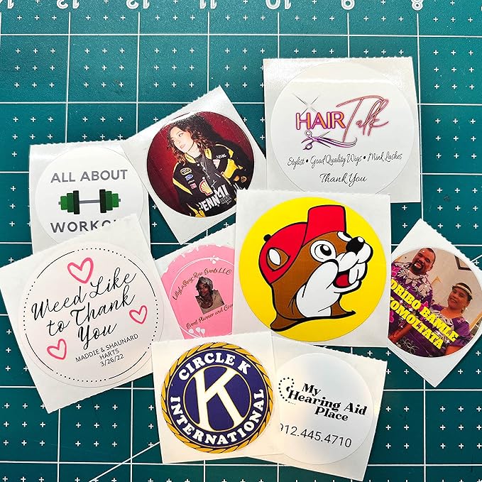 150 Custom Circle/Square BOPP Roll Labels- Personalized Stickers for Business Logo, Party, Wedding Favor, Baby Shower-Any Design Text + Image, Matte/Gloss Finish (1.5 Inch Square)