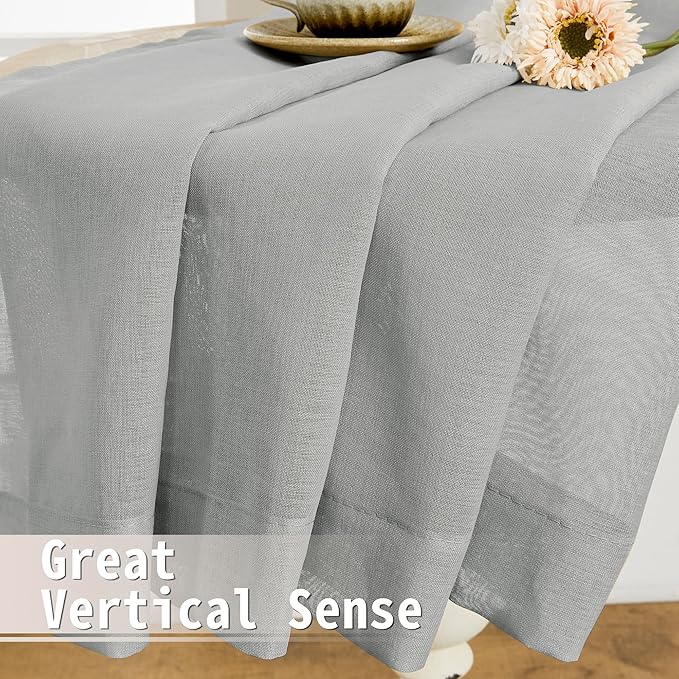 Tollpiz Small Sheer Door Curtain Closet Linen Textured Curtain Sheers Doorway Light Filtering Voile French Door Rod Pocket Curtains Patio Glass Door, 25 x 40 inches Long, Silver Grey, Set of 1 Panel