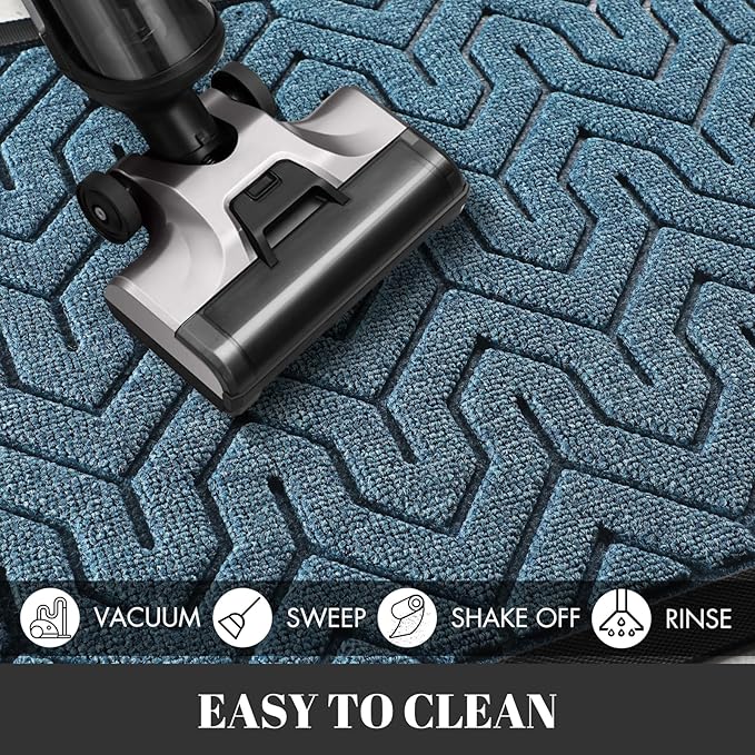 Yimobra Large Door Mat Outside Entrance 47x24, Waterproof Heavy Duty Outdoor Mats for Front Door, Non Slip Rubber Entry Mat for Garage Patio, Easy Clean, Mix Blue
