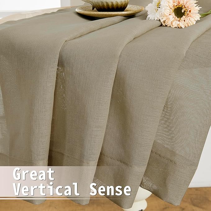 Tollpiz Sheer Door Curtain Closet Linen Textured Curtains Sheer Doorway Light Filtering Voile Patio Glass Door Rod Pocket Curtain French Door, 54 x 72 inches Long, Taos Taupe, Set of 1 Panel