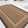 OLANLY Front Door Mat Indoor Outdoor Entrance, Waterproof All-Season, All-Weather Doormat, Sturdy Natural Rubber, Fade Resistant, Low Profile, Easy Clean Patio Porch Entryway Mat, 47x23, Light Borwn