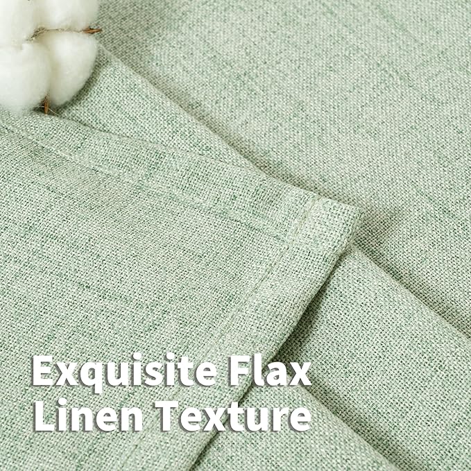 YoungsTex Sage Green Curtains 80 Inch Length for Living Room, Semi Sheer Linen Drapes Light Filtering with Back Tab Rod Pocket for Bedroom Office Spring Window Treatments, 52 X 80 Inch, 2 Panels