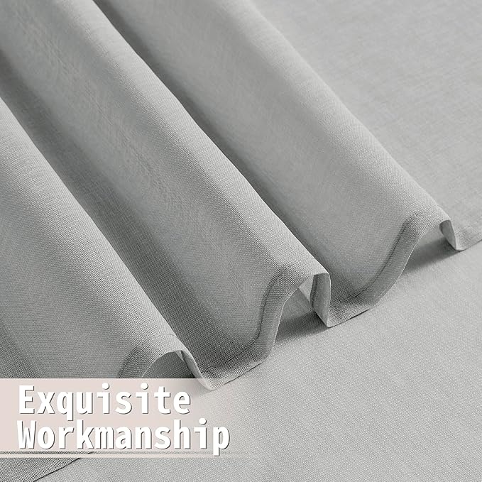 Tollpiz Sheer Door Curtains Closet Linen Textured Curtains Sheer Doorway Light Filtering Voile Rod French Door Pocket Curtain Patio Glass Door, 25 x 72 inches Long, Silver Grey, Set of 1 Panel