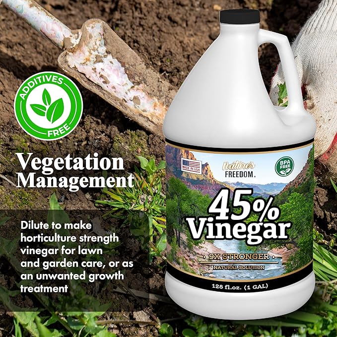 4 Gallons Extra Strength Vinegar 45% with Funnel – Industrial Strength Multi-Purpose Solution for Outdoor Use