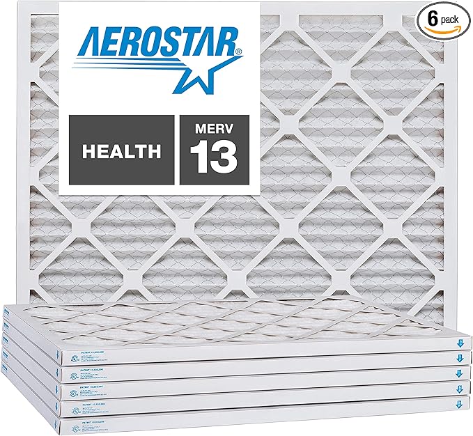 Aerostar 10x12x1 MERV 13, Pleated Air Filter, 10x12x1, Box of 6, Made in the USA