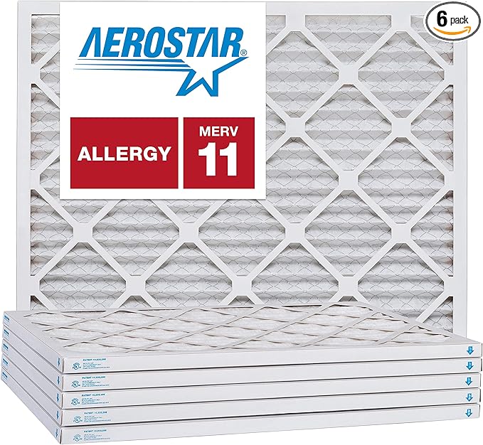 Aerostar 10x20x1 MERV 11, Pleated Air Filter, 10x20x1, Box of 6, Made in the USA