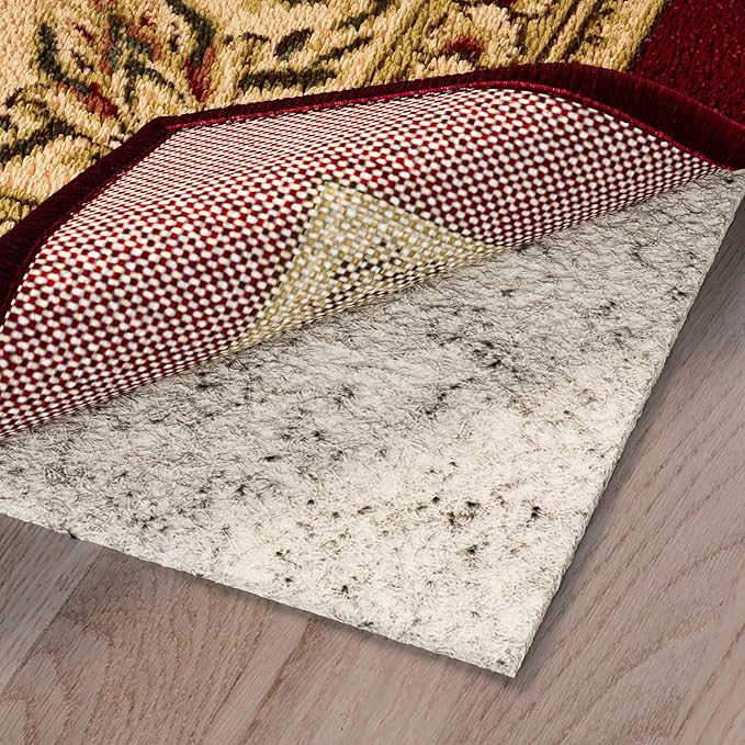 Ottomanson 2'7" x 6' Non-Slip Rug Pad Gripper 1/12 Inch Ultra Thin Dual Surface Felt + Rubber Gripper - Safe for All Floors, Cream