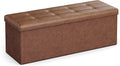 SONGMICS Mazie Collection - 43 Inches Folding Storage Ottoman Bench, Ottoman with Storage, Foot Rest Stool, Load 660 lb, Living Room, Bedroom, Entryway, Synthetic Leather, Coffee Brown ULSF070K01