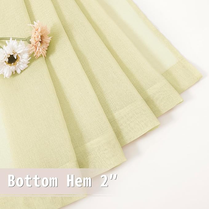 Tollpiz Sheer Door Curtains Closet Linen Textured Curtain Sheers Doorway Light Filtering Voile Patio Door Rod Pocket Curtains French Door, 54 x 80 inches Long, Transparent Yellow, Set of 1 Panel