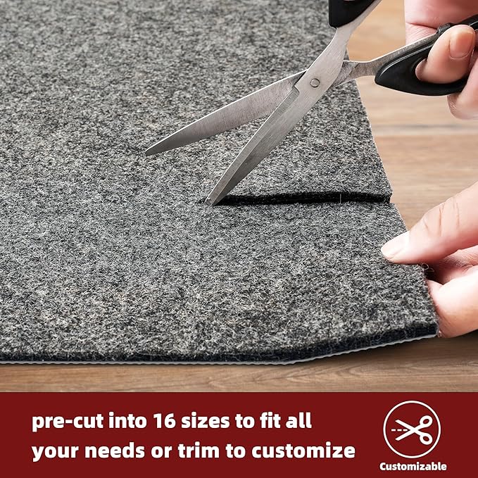 BAGAIL Felt and Natural Rubber Backing Rug Pads 1/4” Thick, 2 x 3 Ft Non Slip Carpet Gripper Keep Rugs in Place, Under Area Rug Protective Cushioned Pads, Carpet Runners, Hardwood Floors Protection
