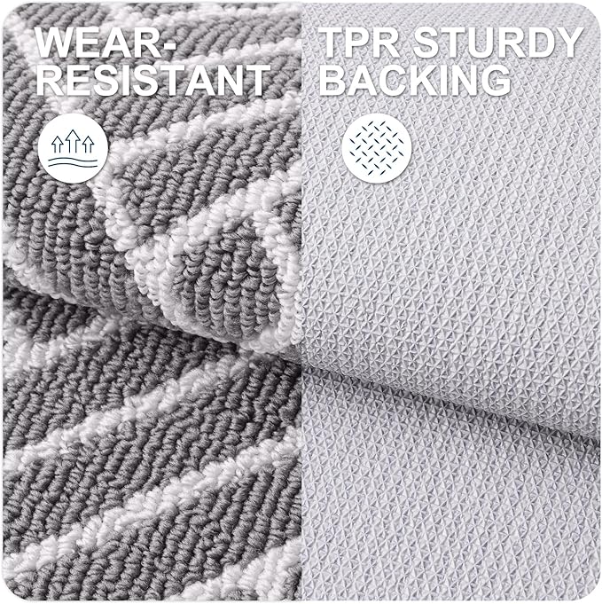 OLANLY Indoor Door Mat, 40x32 Inch, Dirt Resistant and Absorbent, Non-Slip Rubber Backing Floor Mats, Easy Clean Low-Profile Doormat for Entryway, Front Door, and Inside Entrance, Grey