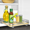 LYNK PROFESSIONAL® Élite™ Pull Out Spice Rack Organizer for Inside Kitchen Cabinets - 10-1/4 inch Wide - Slide Out Drawer – Wood/Chrome Sliding Spice Cabinet Organization Shelf Racks - 1 Tier