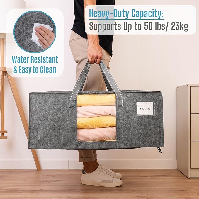 VENO 6 Pack Moving Bags Extra Large Storage Bags for College Move-In, Heavy-Duty Storage Totes, Packing Boxes, and Wardrobe Moving Supplies - Durable Laundry Bags for Clothes (Gray w/Window, 6 Pack)