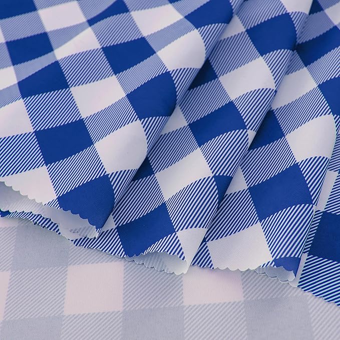 Waterproof Plaid Tablecloth Fabric - Round 58 Inch Classic Gingham Checker Table Cloth for Indoor/Outdoor Use - Buffalo Table Cover for Picnics, BBQs, and Parties