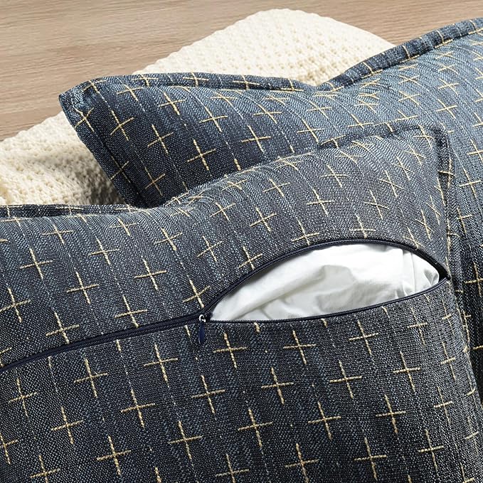 ZWJD Pillow Covers 24x24 Set of 2 Soft Polyester Textured Pillow Covers with Stylish Flange Edge Cozy Farmhouse Throw Pillows for Couch Bed Sofa Living Room