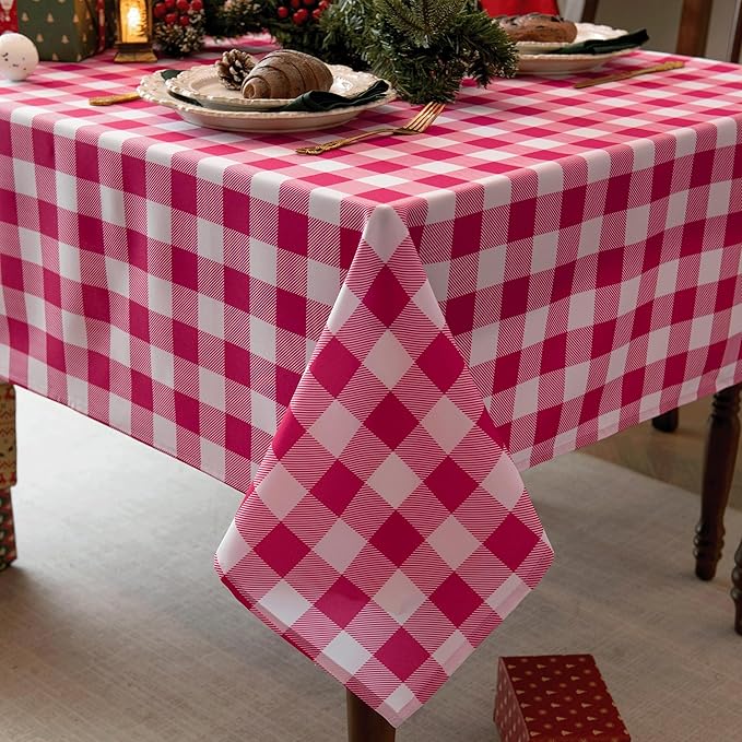 Classic Gingham Buffalo Tablecloth Fabric - Oblong 90x156 Inch Water Proof Checkered Table Cloth for Indoor Outdoor - Table Cover for Birthday, Picnics, BBQs, and Parties