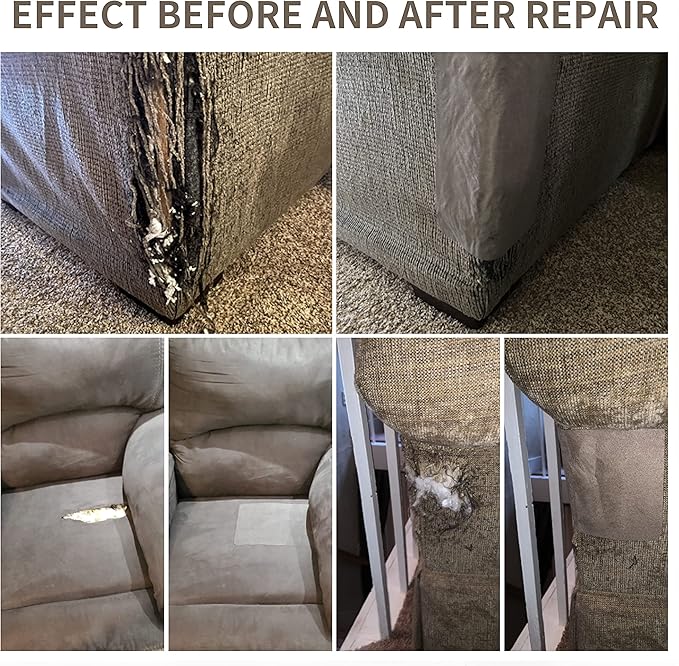 KING MOUNTAIN Coarse Linen Repair Patches, Self-Adhesive, 12x40 Inch, Dark Grey, Polyester, Washable, for Linen, Nylon, Cotton, Leather