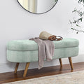 Storage Bench, 43" Storage Ottoman Bench, Shoe Storages Benches for Bedroom, Upholstered Entryway Benches with Seating, Rubber Wood Legs for Bedroom, Living Room, Entryway, Bed Side, Cyan