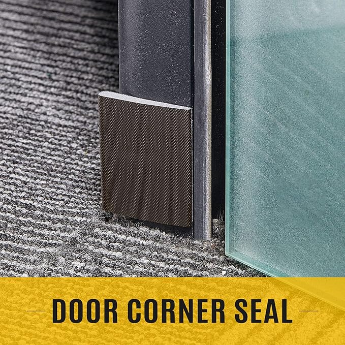 Zonon 32 Pieces Door Corner Seal Weatherstripping Exterior Door Frame Seal Draft Stopper Adhesive Corner Pads for Weather Stripping and Draft Protection (Brown)