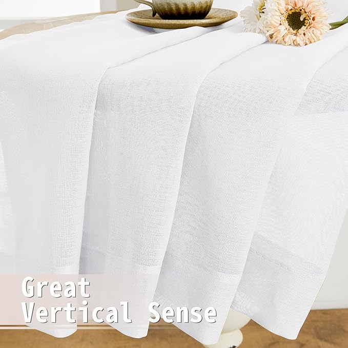Tollpiz Sheer Door Curtains Closet Linen Textured Curtain Sheers Doorway Light Filtering Voile Patio Glass Door Rod Pocket Curtains French Door, 54 x 80 inches Long, White, Set of 1 Panel