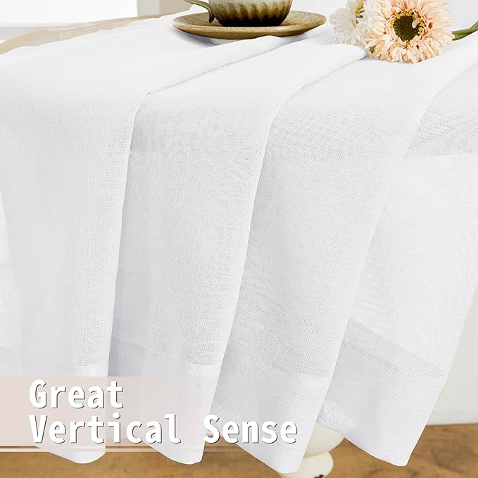 Tollpiz Sheer Door Curtain Closet Linen Textured Curtains Sheer Doorway Light Filtering Voile Patio Glass Door Rod Pocket Curtain French Door, 54 x 72 inches Long, White, Set of 1 Panel