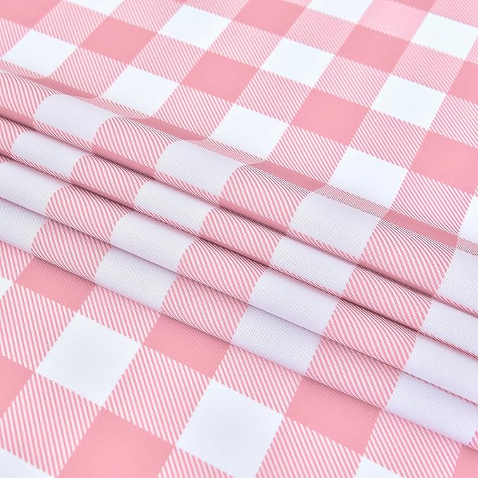 Waterproof Plaid Tablecloth Fabric - Round 50 Inch Classic Gingham Checker Table Cloth for Indoor/Outdoor Use - Buffalo Table Cover for Picnics, BBQs, and Parties
