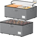 Underbed Storage with Wheels, 2 Pack Under Bed Storage Containers with Clear Lids, No Assembly Required 10.1 inch Rolling Under Bed Storage for Clothes, Grey