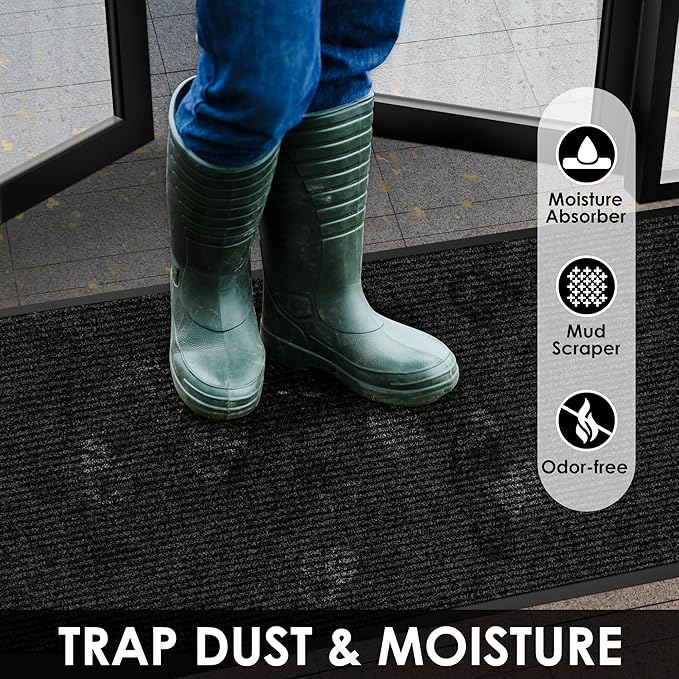 2′ x 57′ Front Door Mat Indoor Outdoor Entrance, Commercial Floor Mat Heavy Duty Dirt Trapper Entryway Doormat, Custom Size Non Slip Rubber Backing Welcome mat, Door Mat for High Traffic Area