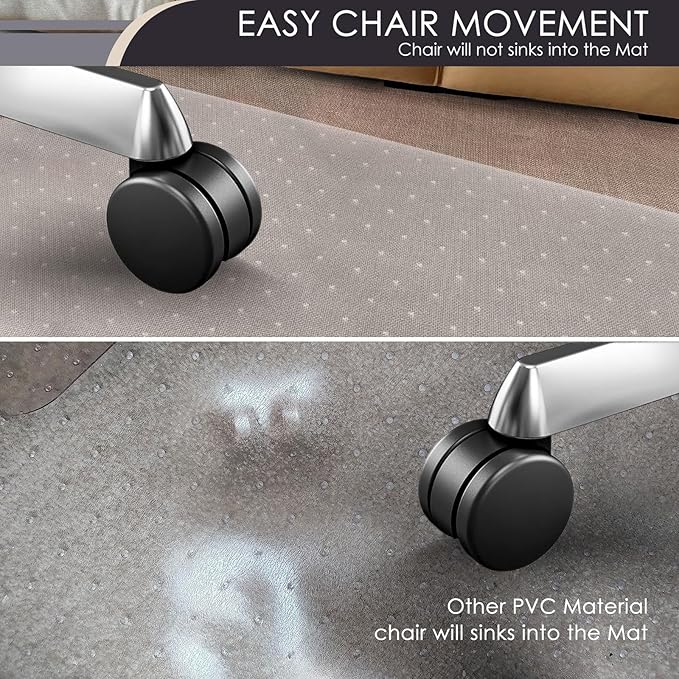 Kuyal Office Chair Mat for Carpet, Set of 2, 40x48 Clear Heavy Duty Computer Chair Mat, Under Desk Protector Carpeted Floors Mat, Easy Chair Movement,Ship Flat