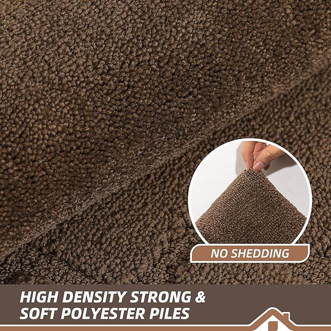 BEQHAUSE Door Mat 20" x 32", Non-Slip Door Mats Indoor Entryway Rugs Washable Low-Profile Absorbent and Stain Resist Floor Mats, Dog Door Mat for Front Back Door, Muddy Wet Shoes & Paws, Brown