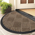 Smiry Half Circle Front Door Mat Outside Entrance, Heavy Duty Outdoor Indoor Natural Rubber Doormat, Non Slip, Trap Dirt and Moisture, Easy Clean, Low Profile Patio Porch Entryway Mat, 29.5x17, Brown