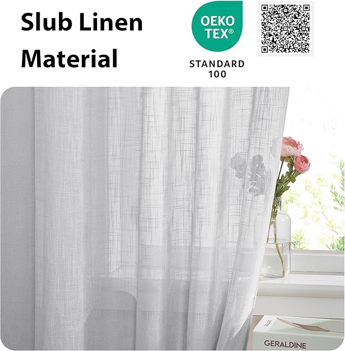 NICETOWN Sheer Door Curtains forWindow 80 Inches Long, Privacy French Door Curtains Light Filtering Window Covering for Patio Glass Front with Tieback, W36 x L80, 1 Panel, Dark Grey