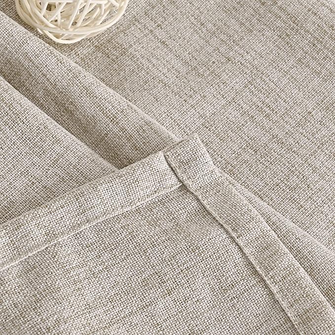 YoungsTex Natural Linen Semi Sheer Curtains 72 Inch Length 2 Panels for Living Room, Light Filtering Drapes Textured with Rod Pocket Back Tab for Bedroom Country Farmhouse, 42 X 72 Inch