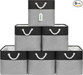 13x13 Inch Cube Storage Bins with Reinforced Bottom Cardboard, 6 Pack Large Collapsible Fabric Storage Cubes with Handles for Shelf, Closet, Toy, Laundry Organization (Black&Gray)