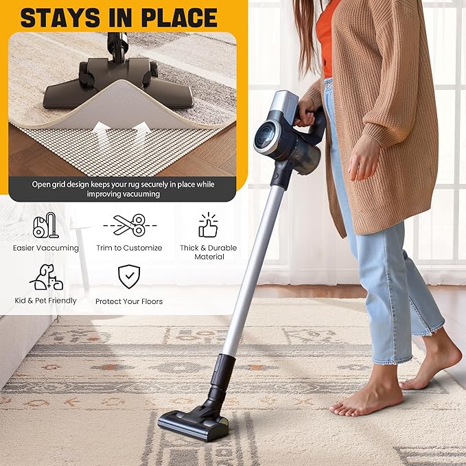 Non-Slip Rug Pad Gripper 5x8 Feet, Anti Skid Mat for Under Area Rugs, Keeps Rugs in Position and Safe, Thick Cushioned Carpet Pad for Hardwood Floors Protection