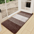 Kitinjoy Indoor Outdoor Door Mat, 47x24 Non-Slip Absorbent Dirt Trapper, Low-Profile Washable Inside Entrance Front Floor Mat, Sturdy Soft Entry Doormats for Entryway, Brown