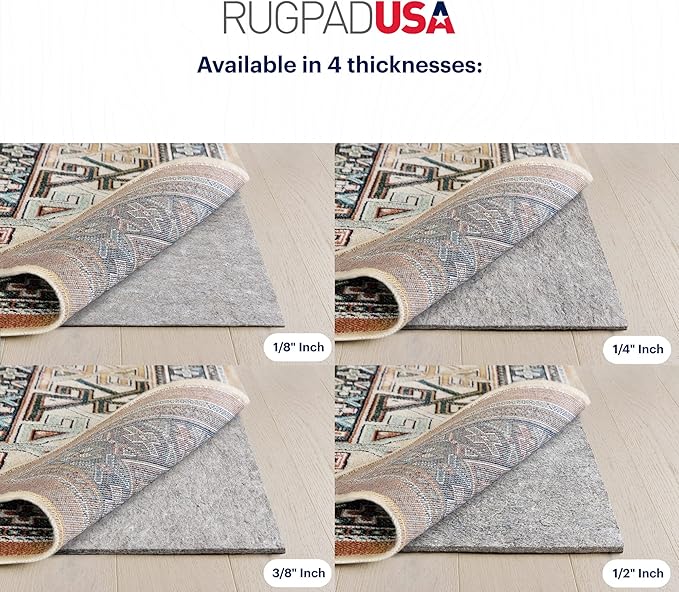 RUGPADUSA - Dual Surface - 4'10" x 7'10" - 3/8" Thick - Felt + Rubber - Enhanced Non-Slip Rug Pad - Adds Comfort and Protection - for Hard Surface Floors
